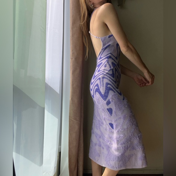 House of Sunny Purple Squiggle Midi Dress - Picture 6 of 8